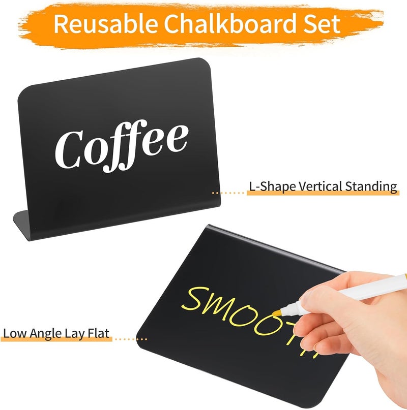 Herda 12 Pack 4"x3" Small Food Labels for Party Buffet Food Signs for Birthday Bakery Wedding Signs Tags Food Tags Place Cards Message Board Signs Mini Chalkboard Signs Includes 6 Wet Erase Markers - Image 3